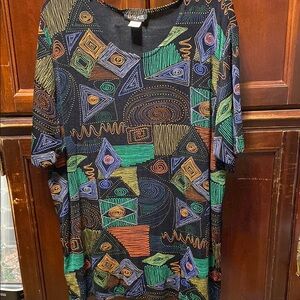 Colorful Geometric Patterned Top plus size 3X vintage piece